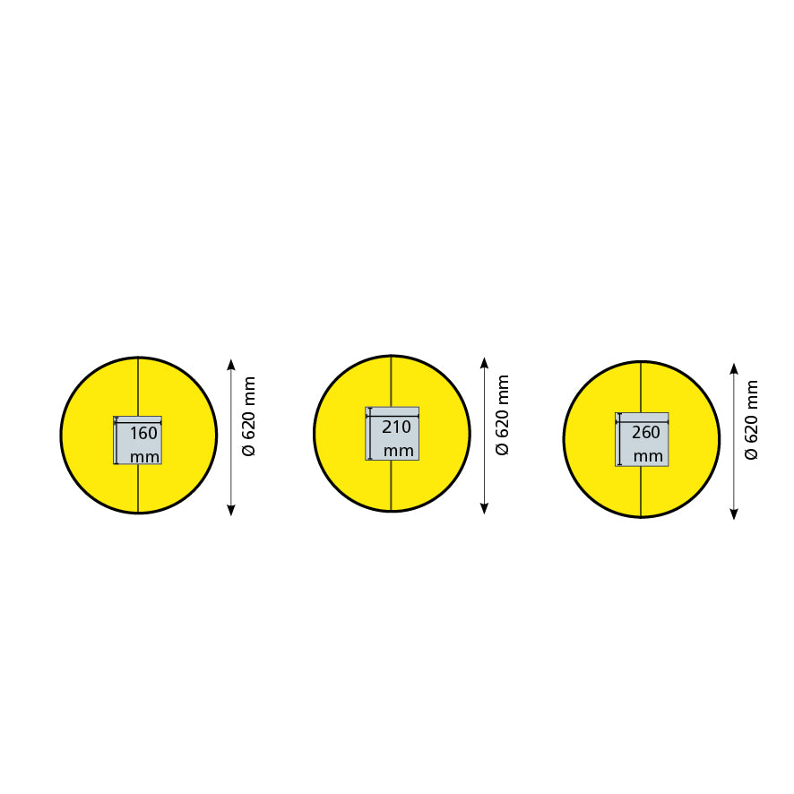 Säulen- und Pfeilerschutz, reflektierend Typ 1, halbflexibler Kunststoff, gelb, für Säule 210/210 mm, H = 1100 mm, ø 620 mm