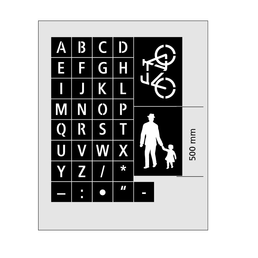 Markierschablone Kunststoff, 8.0032, Buchstabenhöhe 80 mm, 35 Einzelschablonen