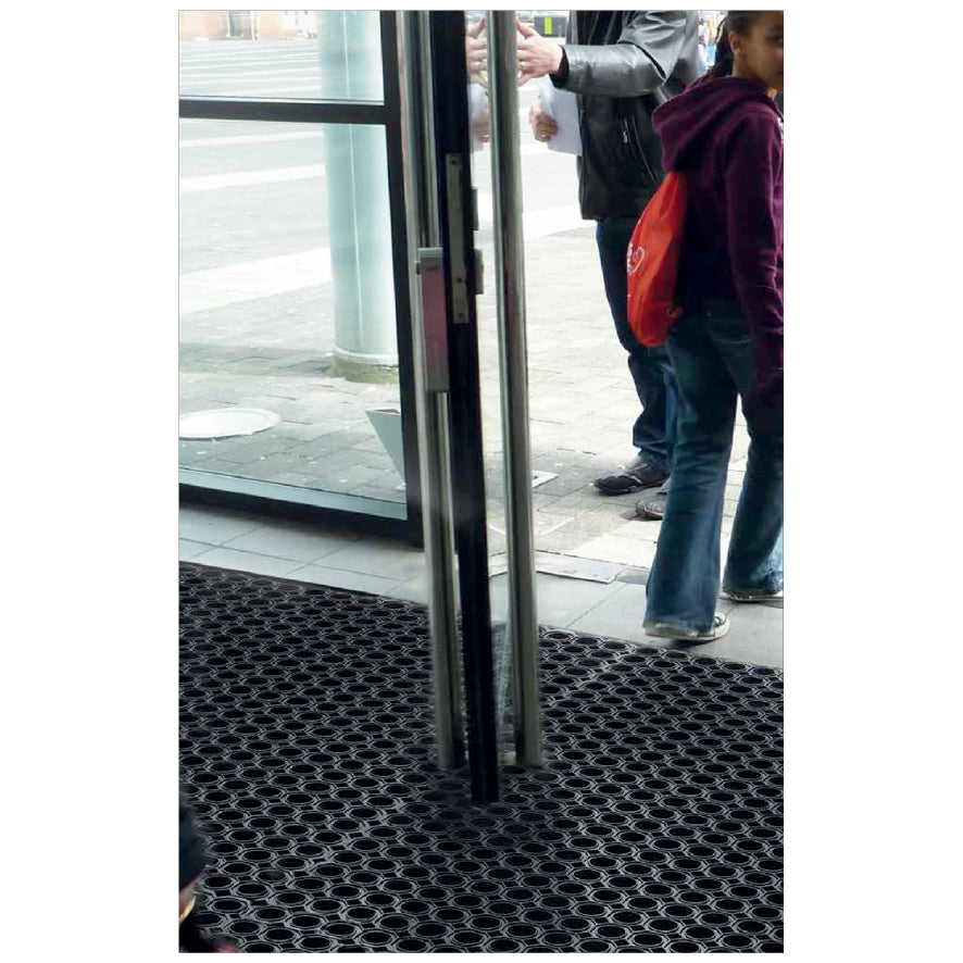 Eingangsmatte Oct-O-Mat, aus Gummi, erhöhte Rippen an der Unterseite, Rutschfest, Stärke 23 mm, Grösse 60 cm x 80 cm, Gewicht 6,1 kg, schwarz