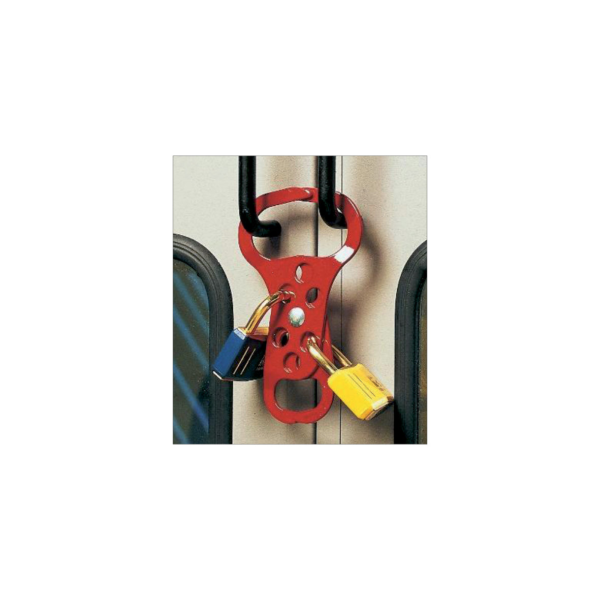 Multischliessklammer Duo zum Einhängen bis zu 6 Schlösser, Lange = 137 mm, Öffnung: D = 46x30 mm