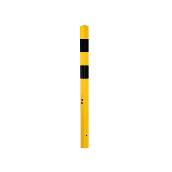 Absperrpfosten 70, zum Einbetonieren, 2 Ösen, gelb-schwarz, 70/70 mm, Höhe: 1400 mm