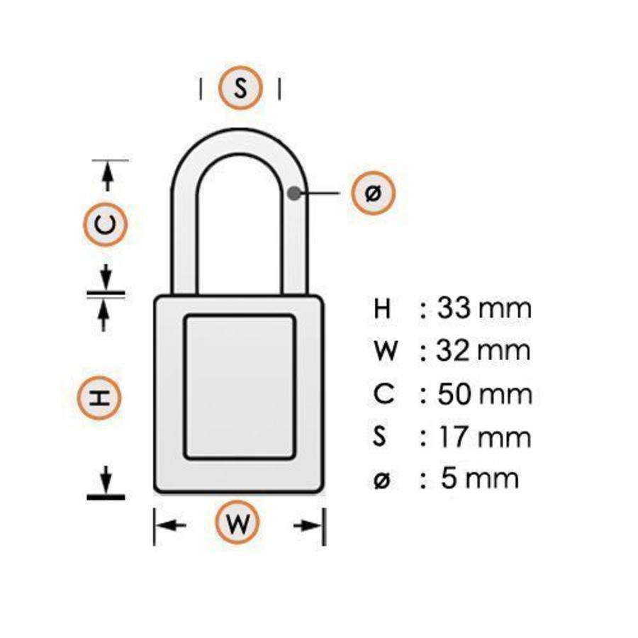 Vorhängeschloss Elox rot, Bügel: H 50 mm, ø 5 mm
