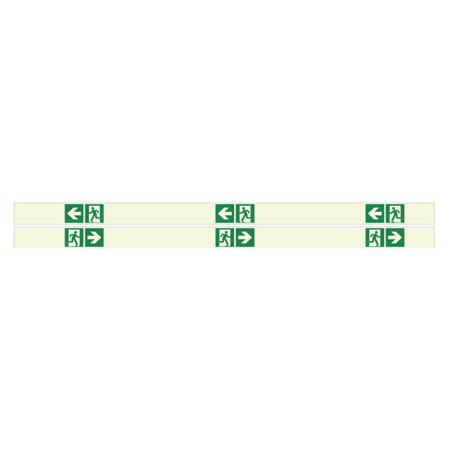 Folienklebebänder langnachleuchtend, PF, 6.0464, mit Fluchtweg, linksweisend, grün, 5 m/5 cm