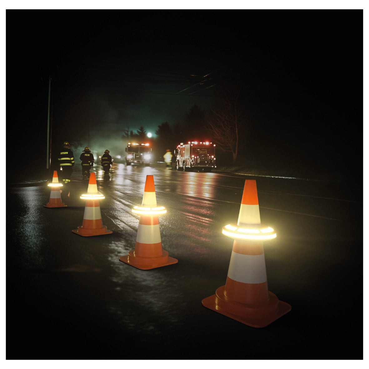 LED-Warnleuchte rund, Leitkegellicht, wiederaufladbar, 170/170/43 mm, Lochgrösse ø 90 mm, VE 4 Stk.