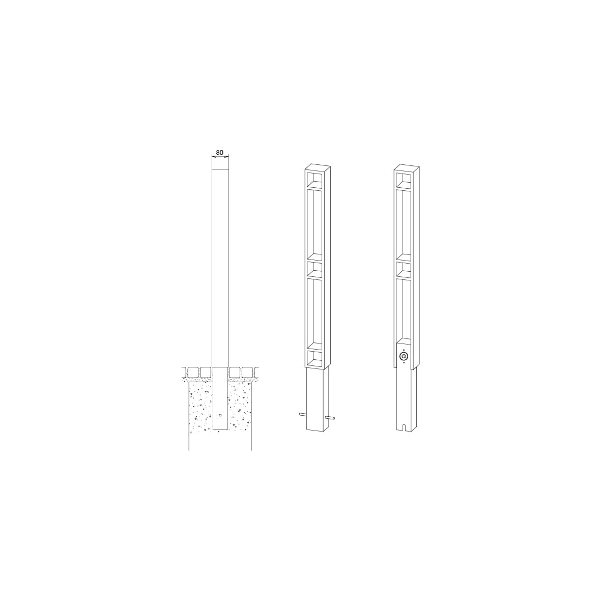 Stahlpoller, Atrium, H 900 mm, 80/94 mm, fester Einbau