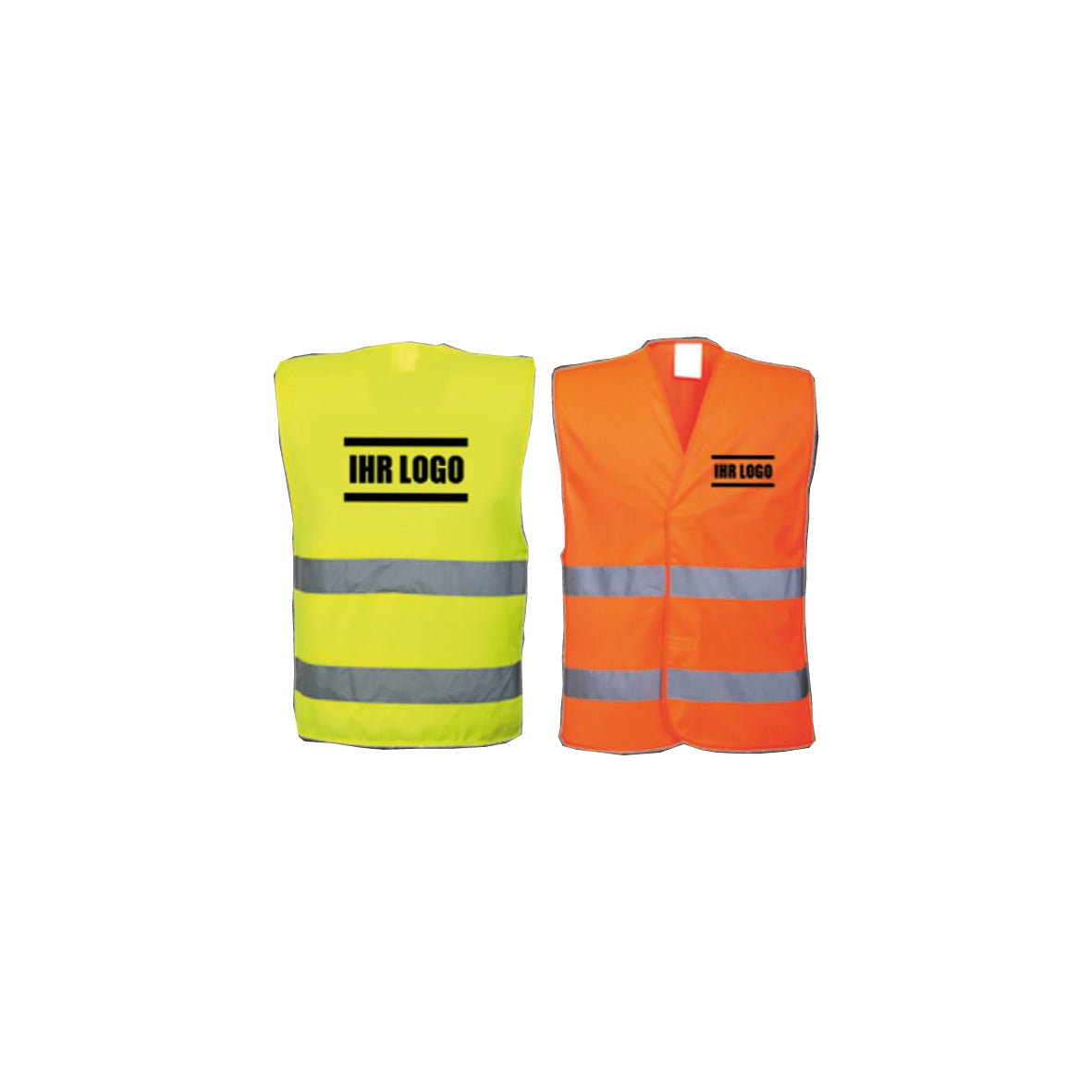 Warnweste mit Text, EN 20471, orange fluoreszierend, Text oder Logo nach Ihren Angaben