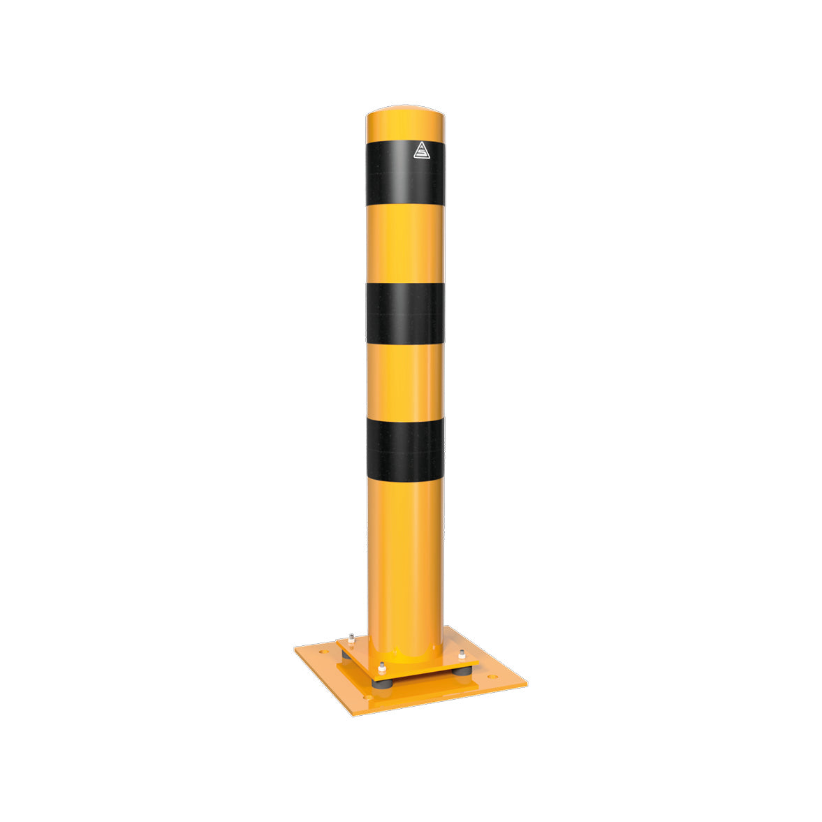 Stahlrohrpoller 152 mm, 1000 mm, verzinkt, gelb-schwarz, zum Aufschrauben, Elastisch