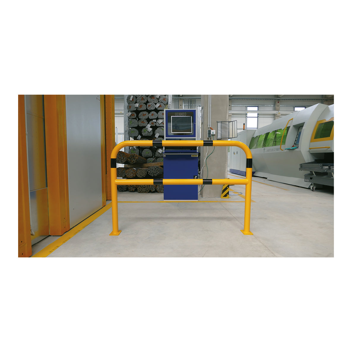 Sperrbügel Knieholm, ø 60 mm, B/H 2000/1300 mm, zum Einbetonieren, verzinkt, gelb-schwarz