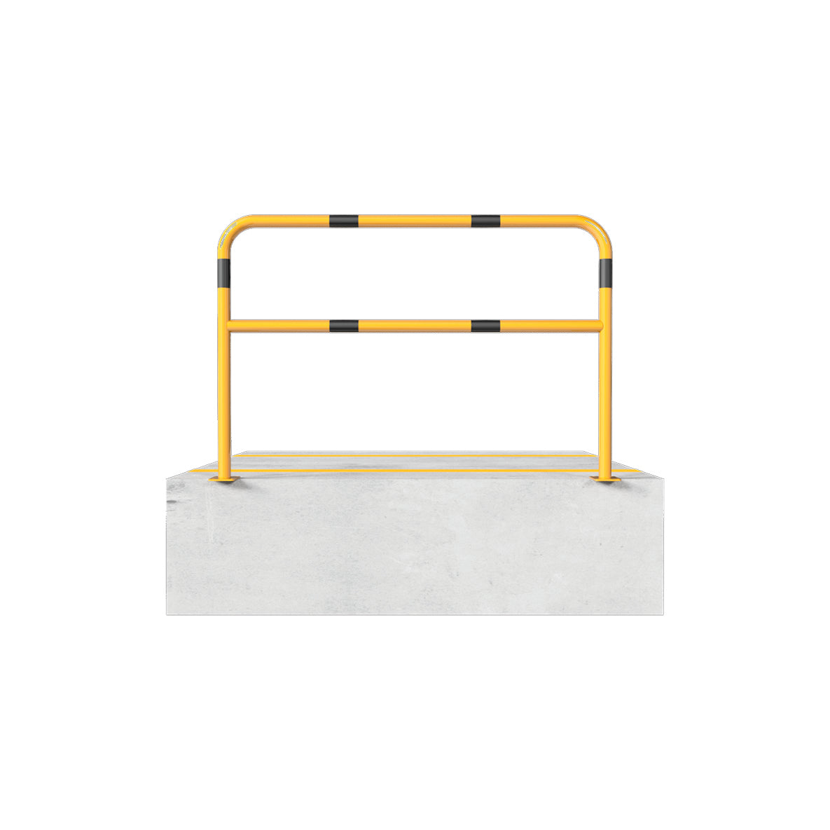 Sperrbügel Knieholm, ø 48 mm, B/H 1500/1000 mm, zum Aufschrauben, verzinkt, gelb-schwarz