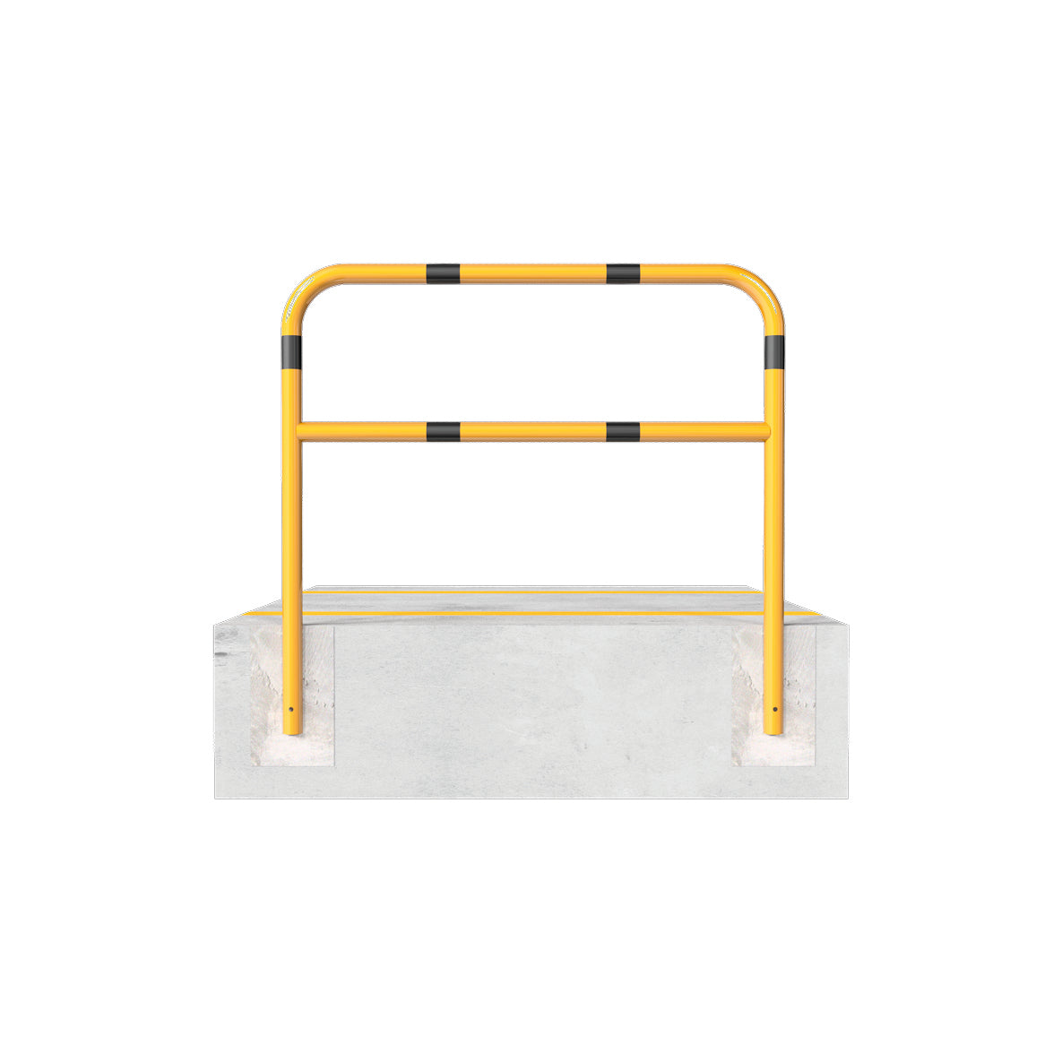 Sperrbügel Knieholm, ø 60 mm, B/H 2000/1300 mm, zum Einbetonieren, verzinkt, gelb-schwarz