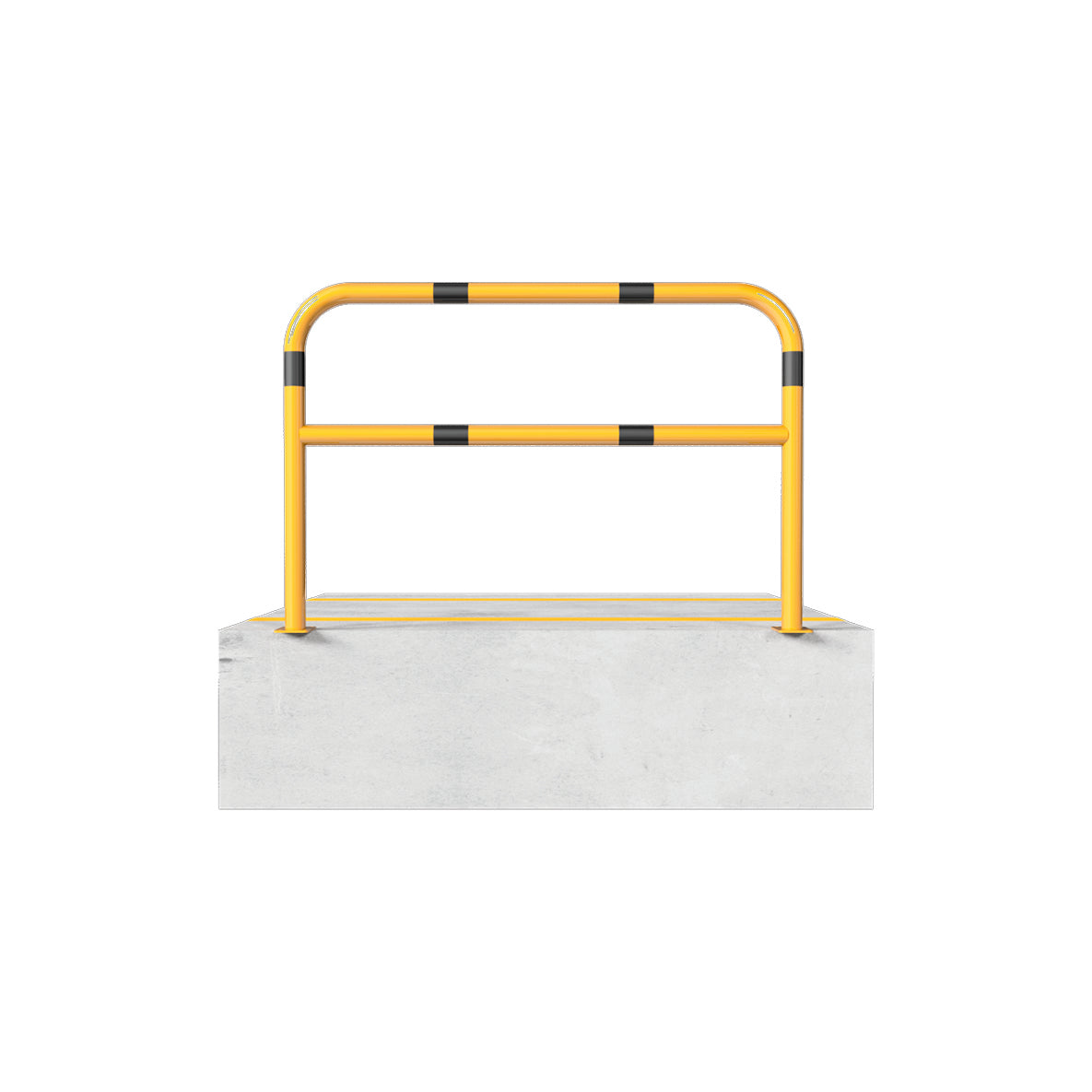 Sperrbügel Knieholm, ø 60 mm, B/H 1500/1000 mm, zum Aufschrauben, verzinkt, gelb-schwarz