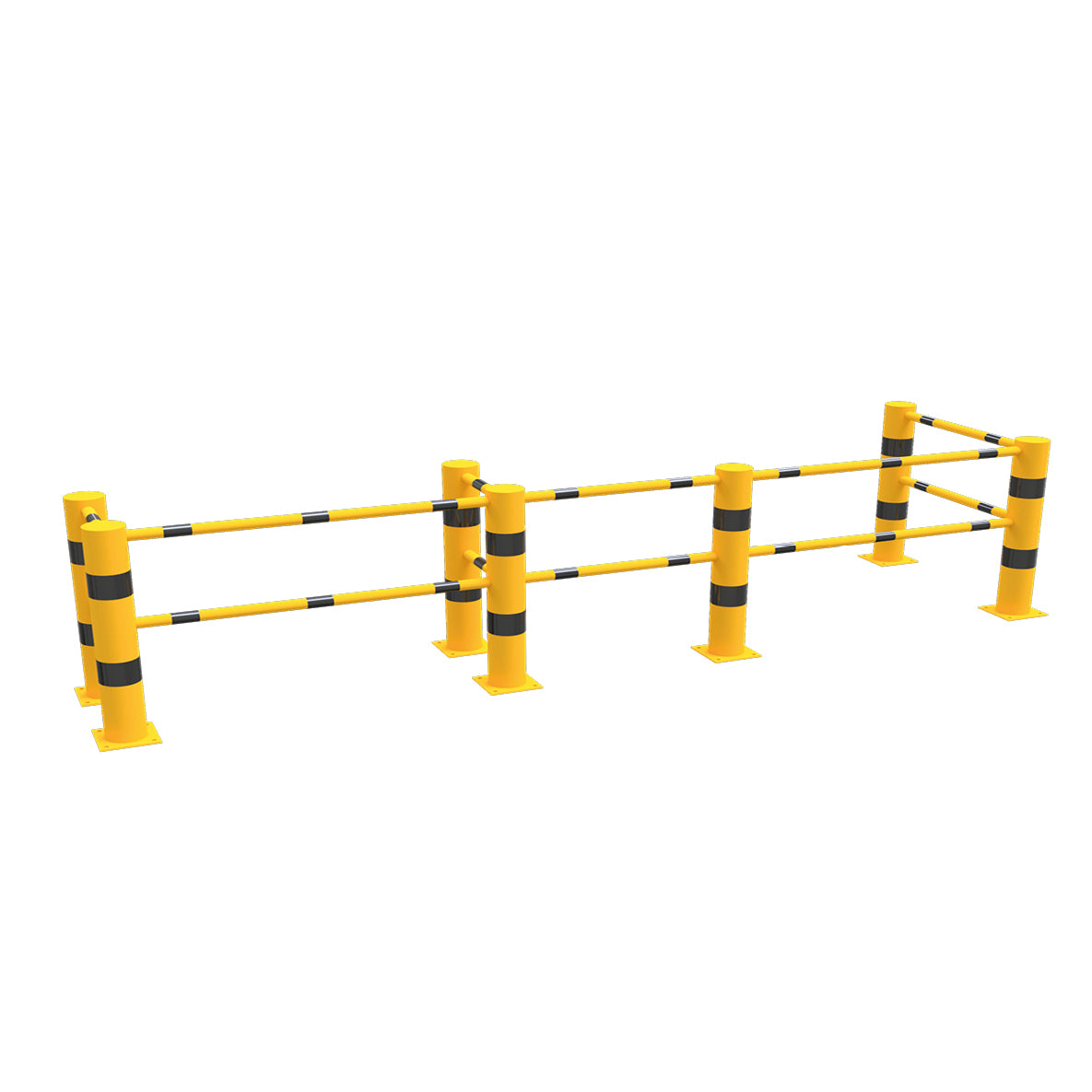 Steckgeländersystem, T-Pfosten 3 x 90°, ø 152 mm, zum Aufschrauben, 1000 mm, verzinkt, gelb-schwarz