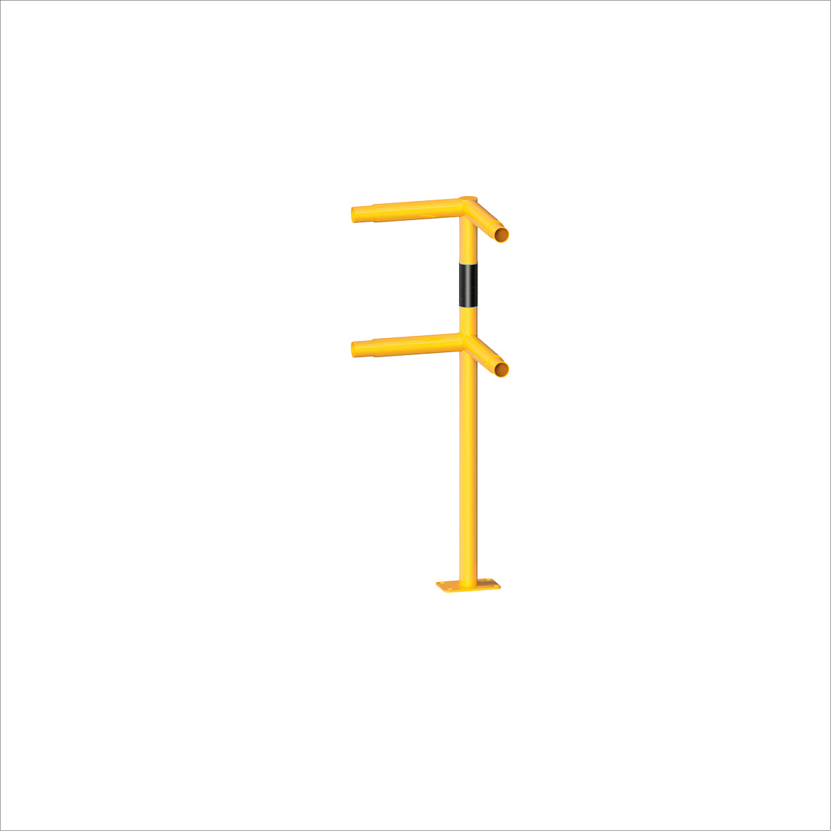 Schutzgeländer 48, Eckpfosten 90°, steckbar, zum Aufdübeln, H 1000 mm, verzinkt, gelb-schwarz