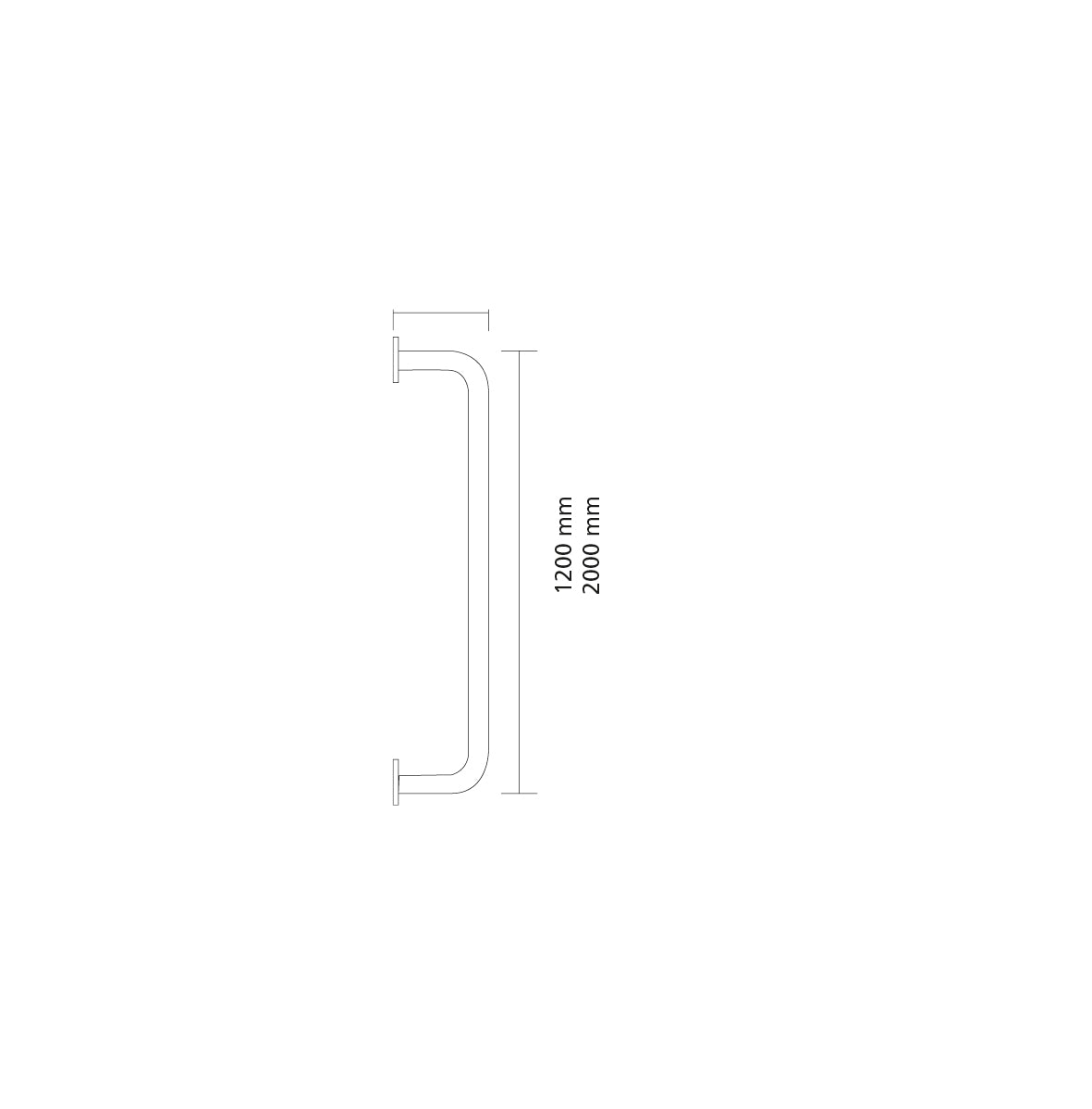 Sicherheitsgriff, U-Form, 2000/250 mm, zum Anschrauben, gelb-schwarz