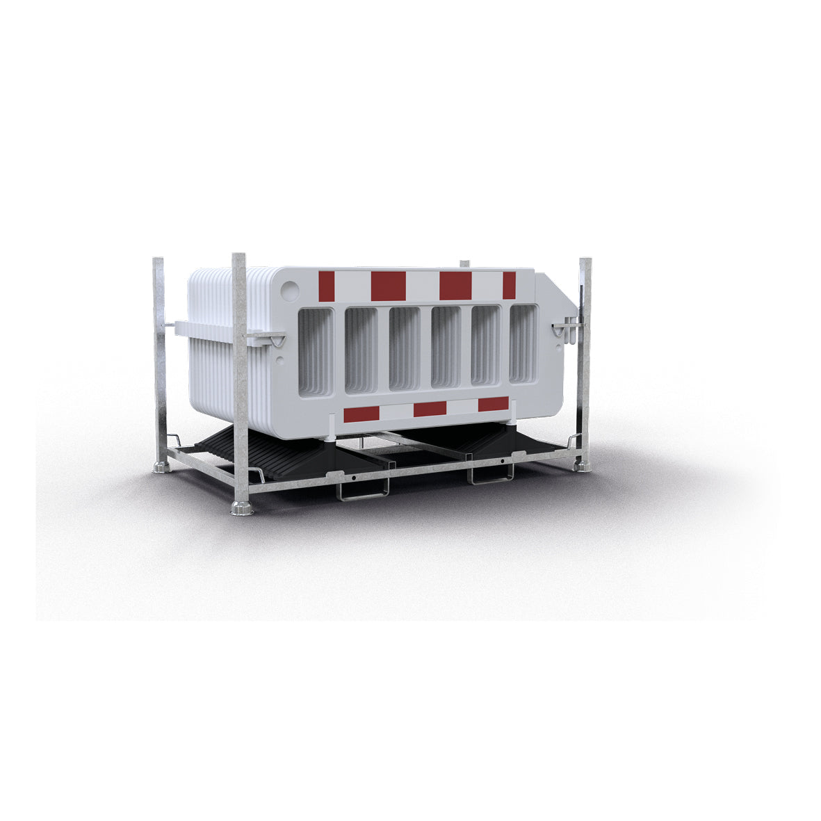 Absperrgitter Kunststoff 20, Set, weiss, Folie R2, weiss-rot, 2 x 1 m, VE 20 Stk., mit Lager- und Transporttraverse