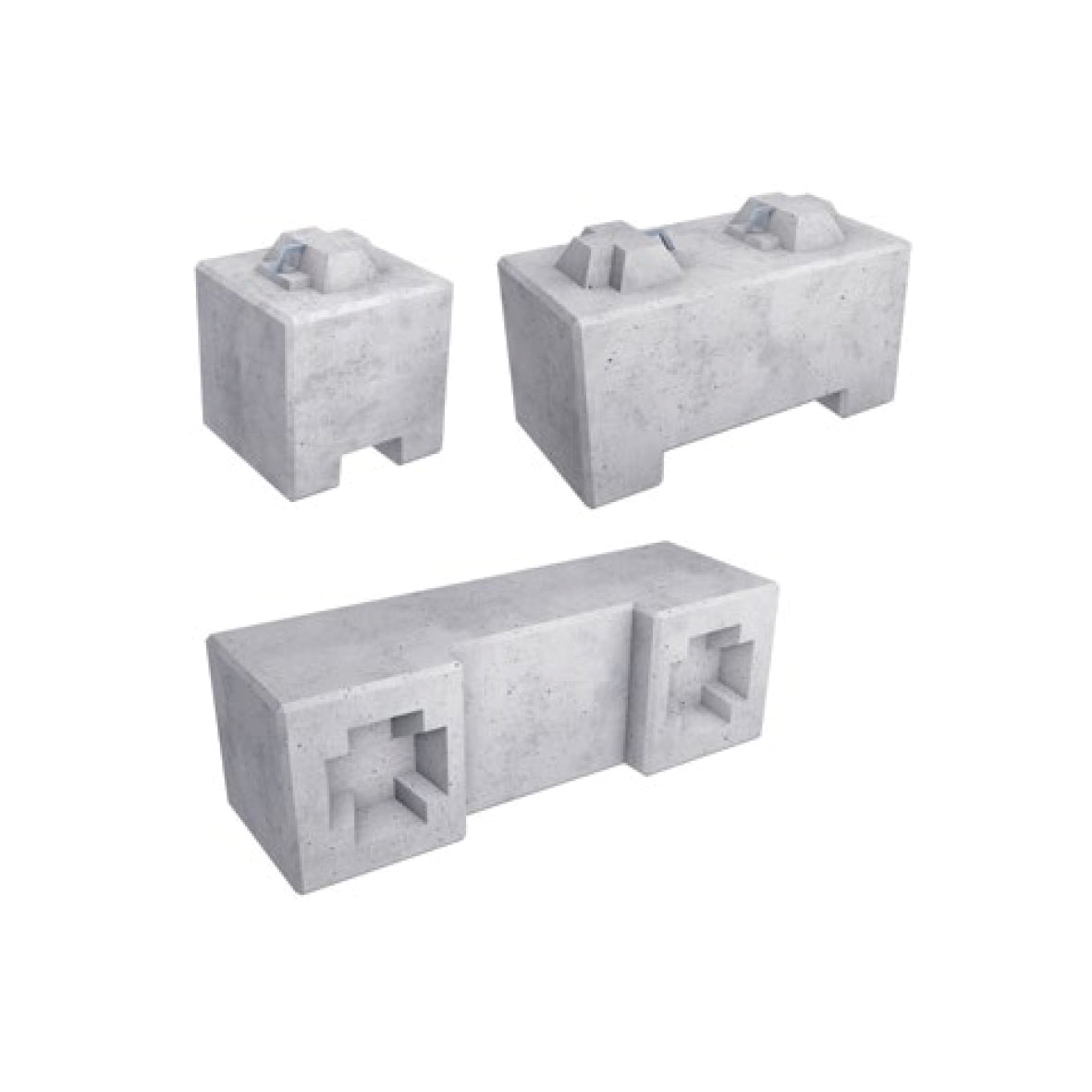 Mobile Absperrung Swissblock, 1K, 50/50/50 cm, 300 kg, mit Aussparung für Hubwagen