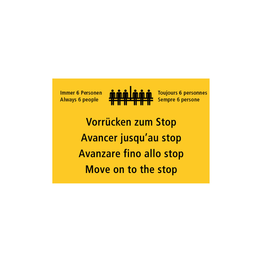 Anlagetafel, 1.0070.1, Vorrücken zum Stop 6 Personen, 70/50 cm, Alu Composite 3 mm