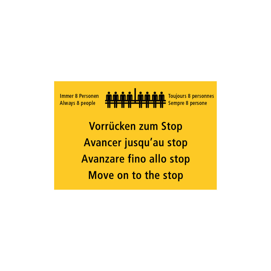 Anlagetafel, 1.0070.2, Vorrücken zum Stop 8 Personen, 70/50 cm, Alu Composite 3 mm