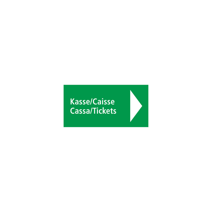 Anlagetafel, 1.0090, Kasse rechtsweisend, 40/20 cm, Alu Composite 3 mm