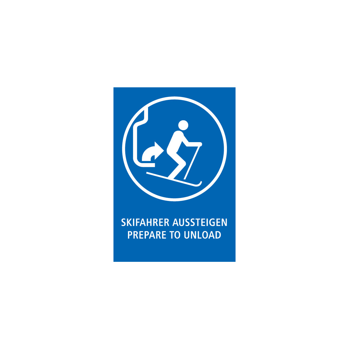 Pisten- und Anlagemarkierungen nach Ö-Norm, 1.0217, Skifahrer aussteigen, 50/70 cm, Alu Composite 3 mm