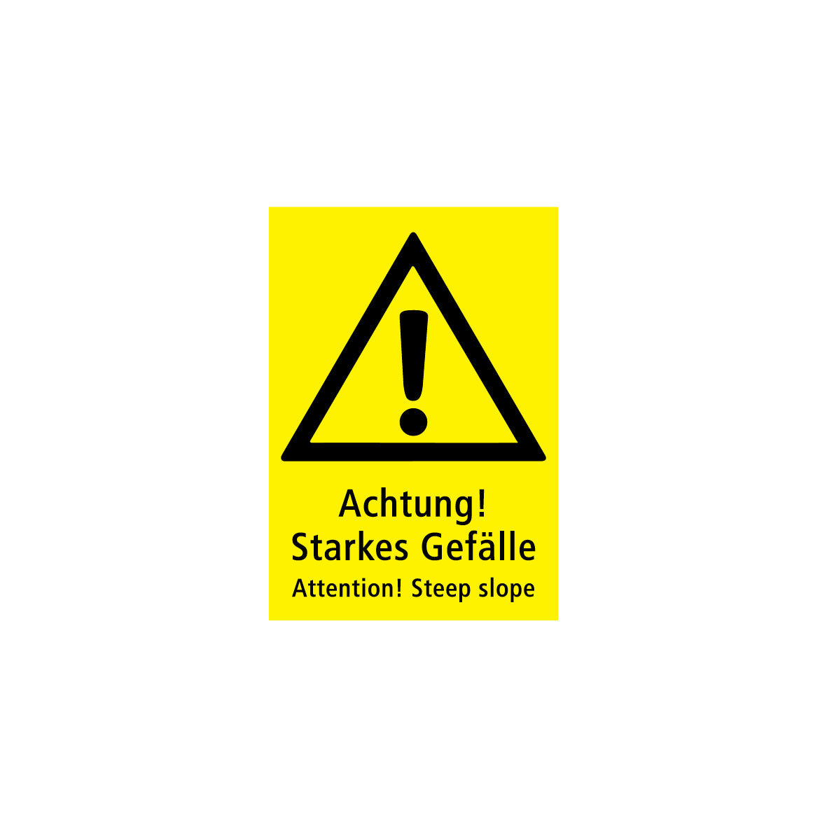 Warntafel nach Ö-Norm, 1.0322, Fluoreszierend gelb, Achtung starkes Gefälle, 50/70 cm, Alu Composite 3 mm