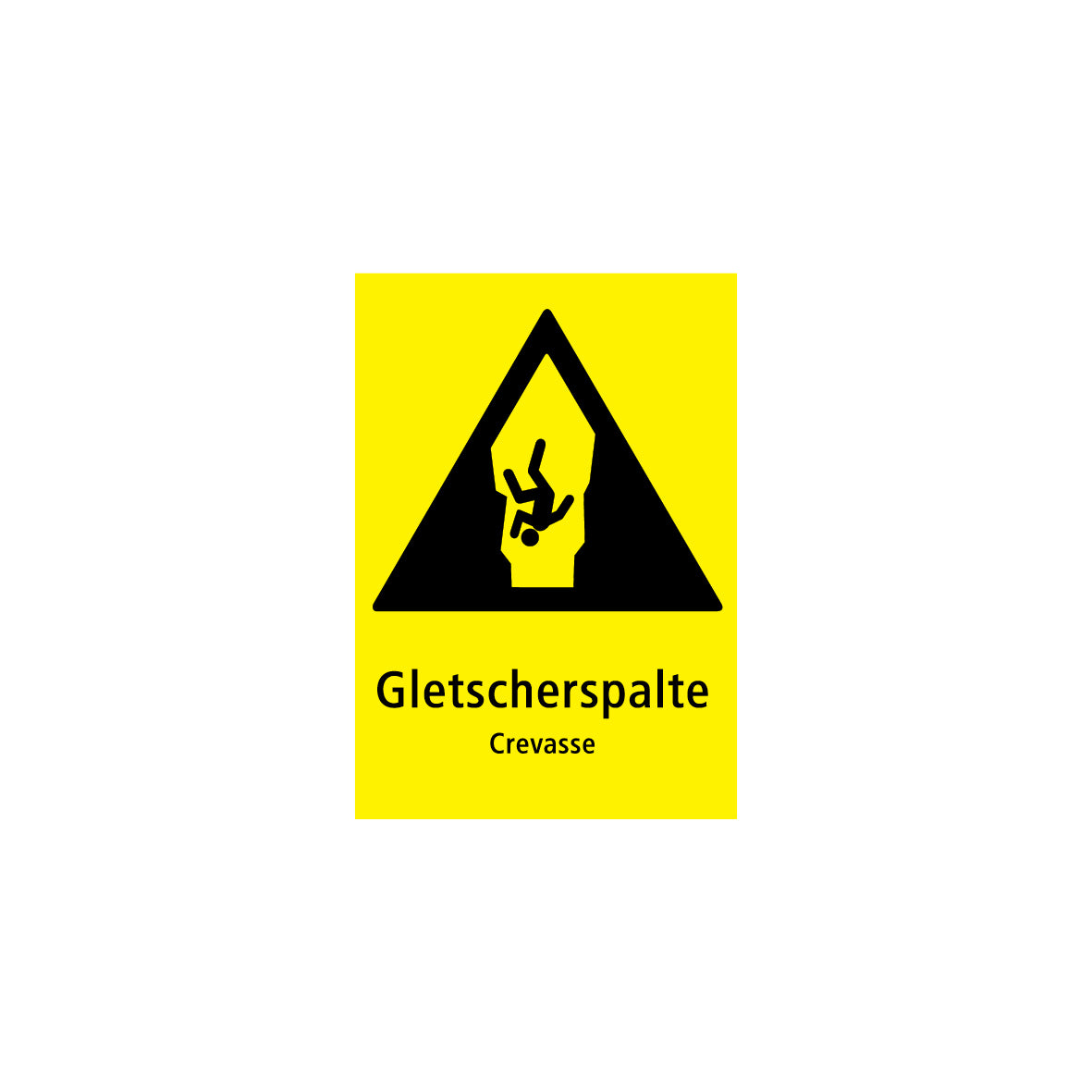 Warntafel nach Ö-Norm, 1.0326, Fluoreszierend gelb, Gletscherspalte, 50/70 cm, Alu Composite 3 mm