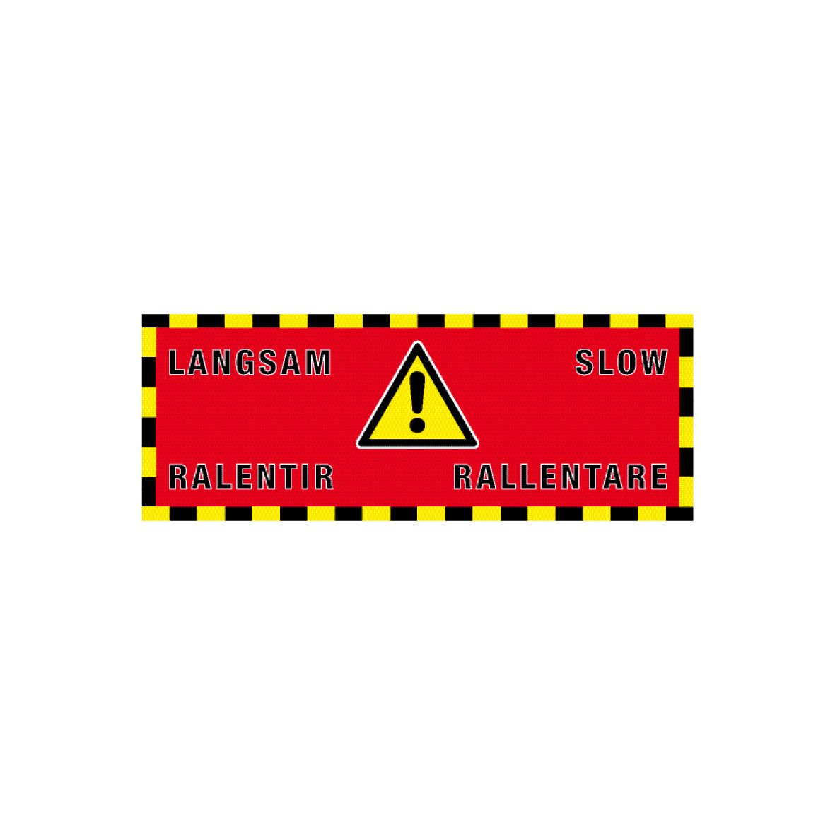 Luftdurchlässiges Banner, 1.0413, Logo: "Andere Gefahren" und Text: "Langsam Slow Ralentir Rallentare", gelb/rot/schwarz, 200 x 75 cm, VE 5 Stk.