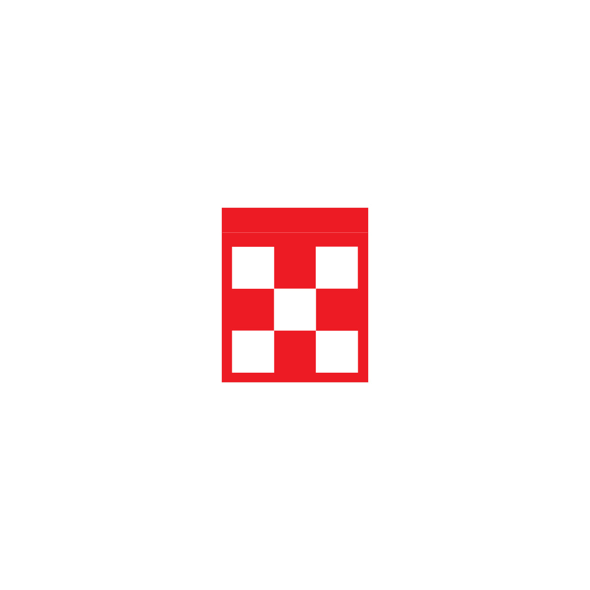 Einzelflagge gelocht, 1.0420, Karo rot-weiss, doppelseitig, 12.5/15 cm