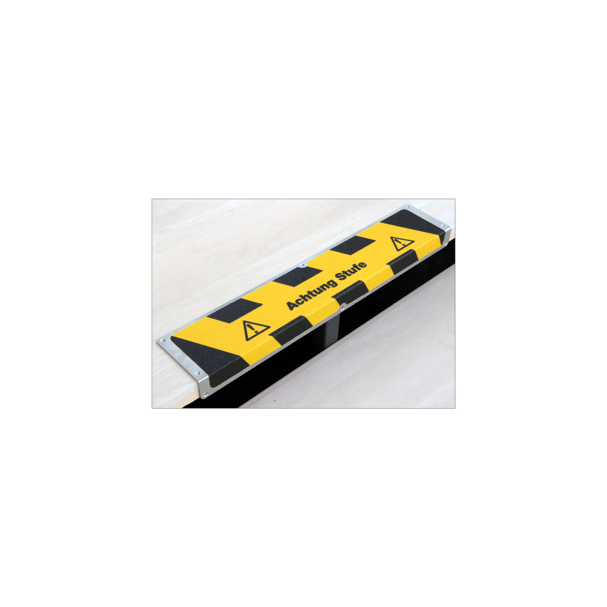 Antirutsch Kantenprofil, Alu, "Achtung Stufe", 120 x 635 x 45 mm