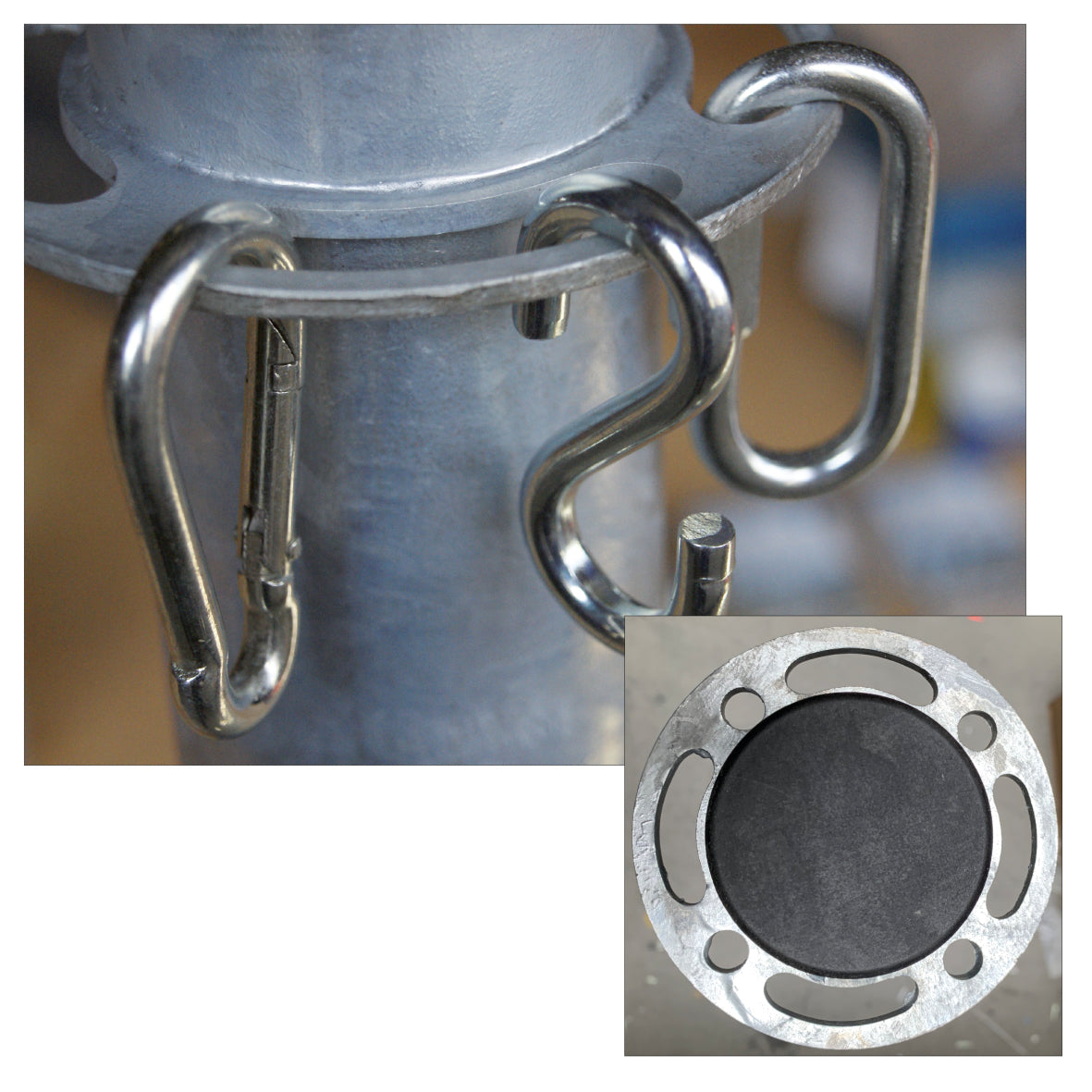 Kettenständer 60 Rosette, mit Bakenfuss rund, VE 5 Stk., verzinkt, H 1000 mm,  90 kg
