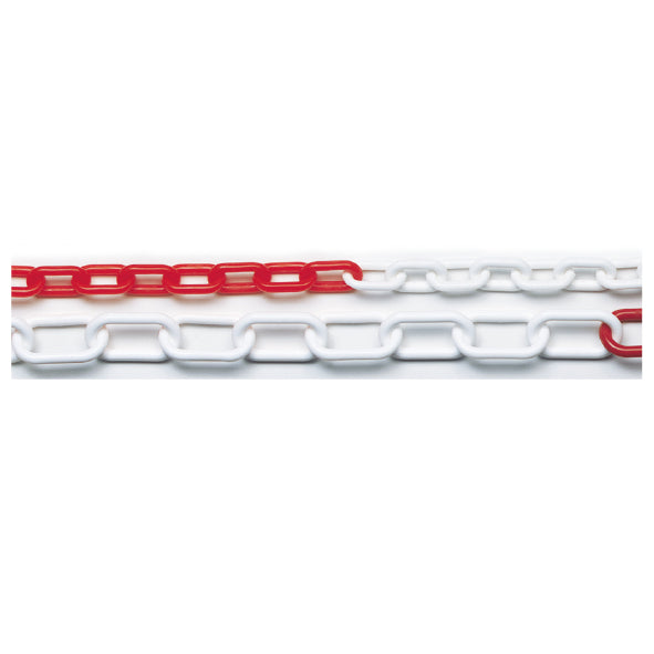 Absperrketten, Stahl, verzinkt, geschweisst, rot-weiss,   pulverbeschichtet, ø 6 mm, 56 x 22 mm, 30 lfm