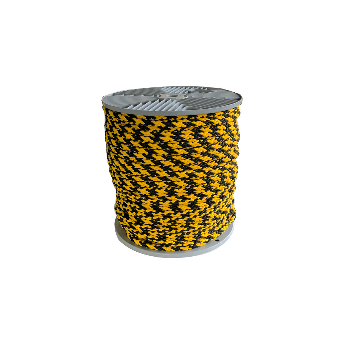 Absperrseil, gelb-schwarz, geflochten, 200 m, ø 12 mm, PE = Polyethylen
