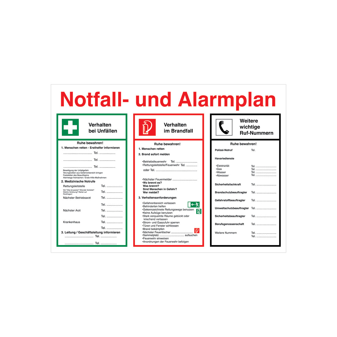 Notfall- und Alarmplan 6.0430, 500 x 700 mm, KU, Kunststoff