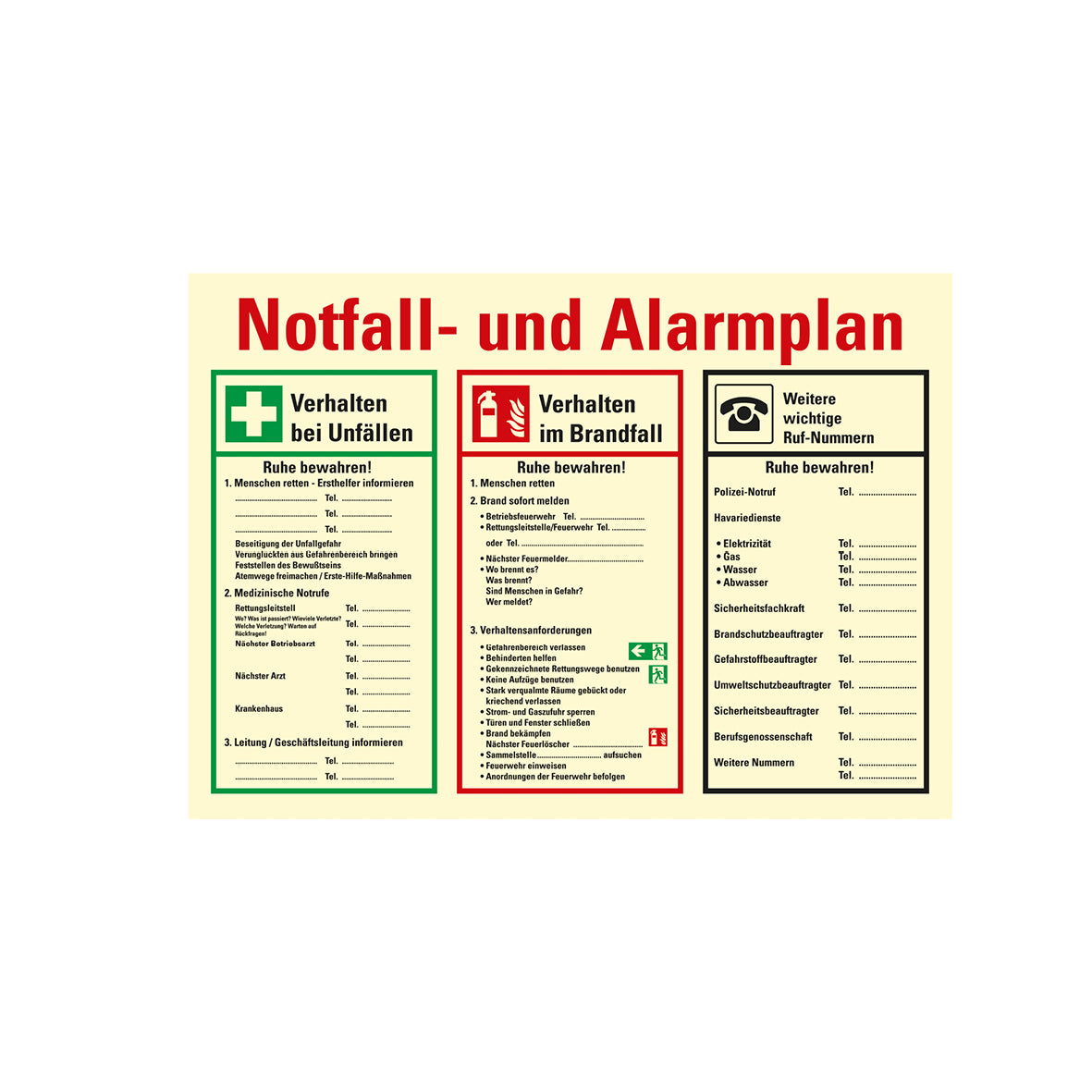 Notfall- und Alarmplan 6.0430 langnachleuchtend PK-230, 500 x 700 mm, Kunststoff
