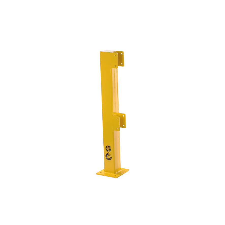 Schutzgeländer 100, Endpfosten, gelb, H 1000 mm,  100/100 mm, 14 kg