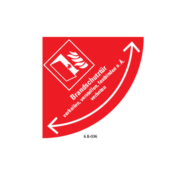 Bodenmarkierung Brandschutztür..., 6.B-036, 1000 x 1000 mm, Viertelkreis, FO mit Antirutschlaminat R10