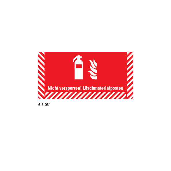Bodenmarkierung Nicht versperren! Löschmaterialposten, Feuerlöscher, 6.B-031, 900 x 450 mm, PF mit Antirutschlaminat R10