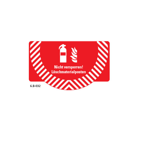 Bodenmarkierung Nicht versperren! Löschmaterialposten, Feuerlöscher, 6.B-032, 900 x 450/550 mm, FO mit Antirutschlaminat R10