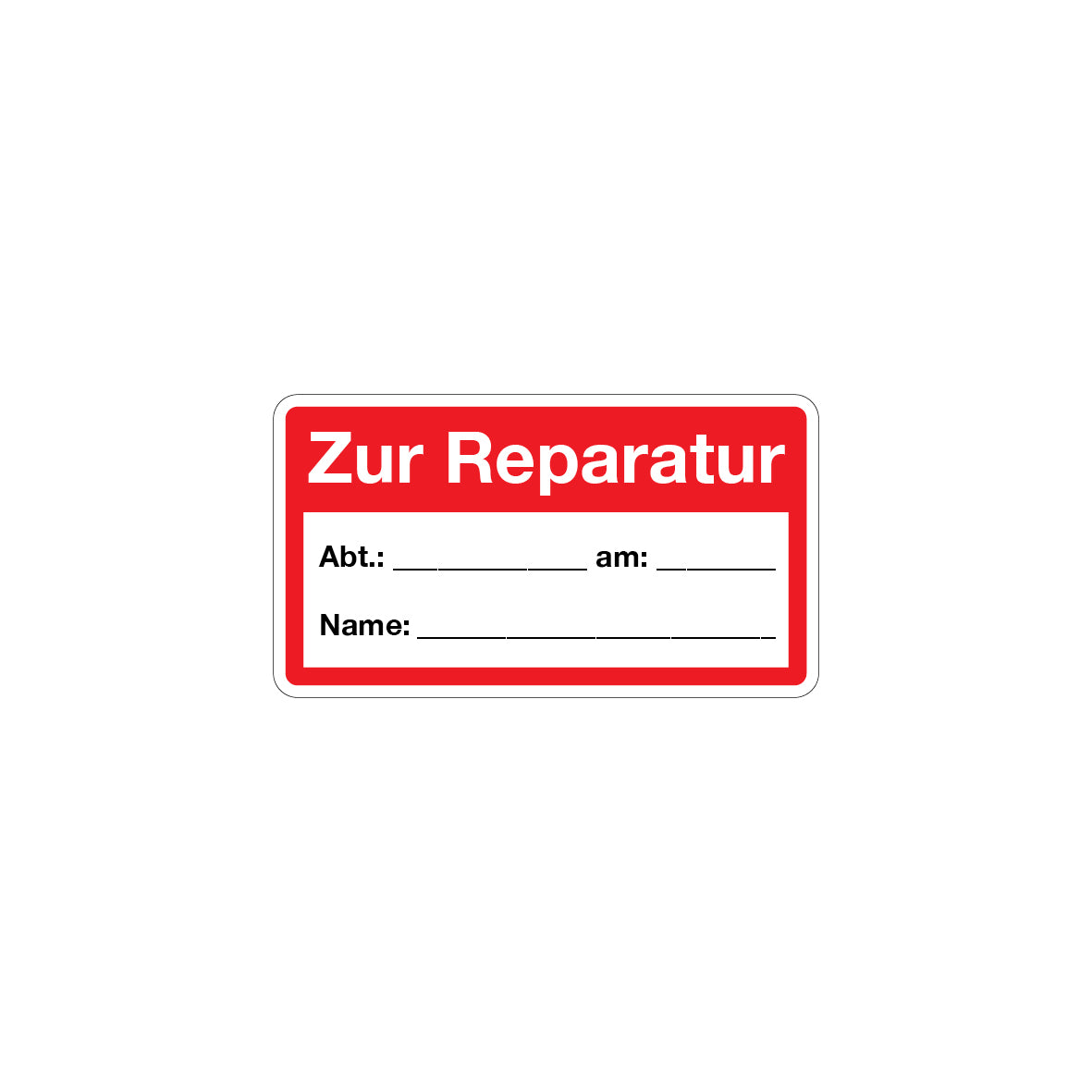 Qualitätskennzeichen, Zur Reparatur, 4.0278, Vinylgewebe selbstklebend, 64 x 30 mm, VE 48 Stk.
