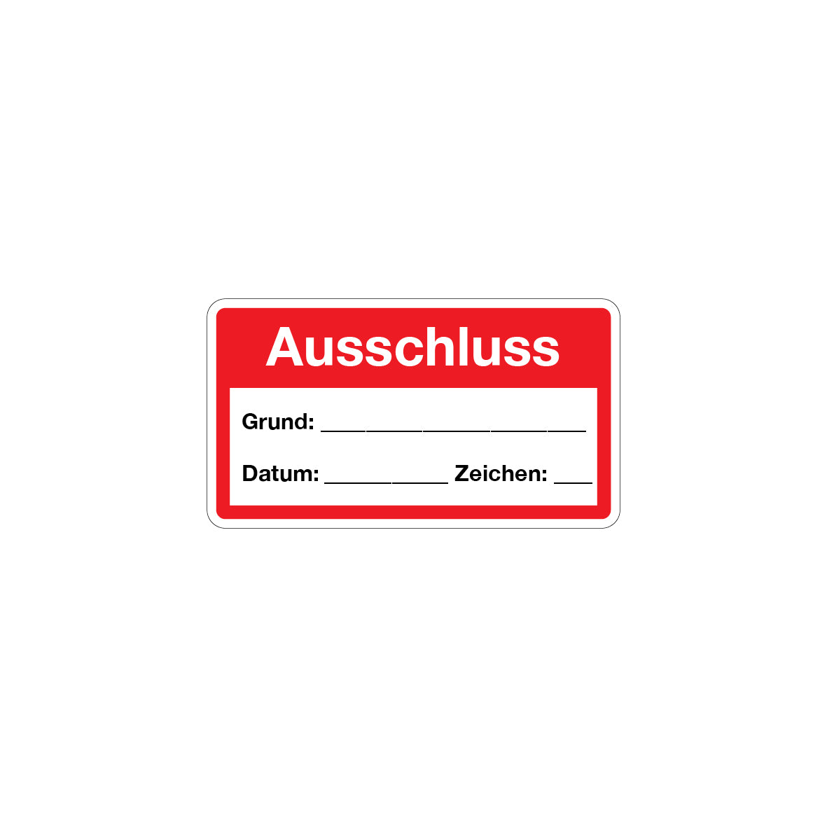 Qualitätskennzeichen, Ausschluss, 4.0282, Vinylgewebe selbstklebend, 64 x 30 mm, VE 48 Stk.