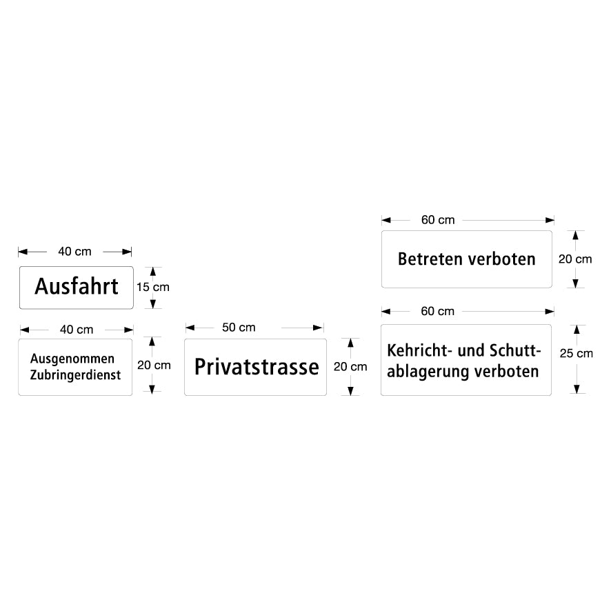 Zusatztafeln, PRIVATWEG Kein Durchgang