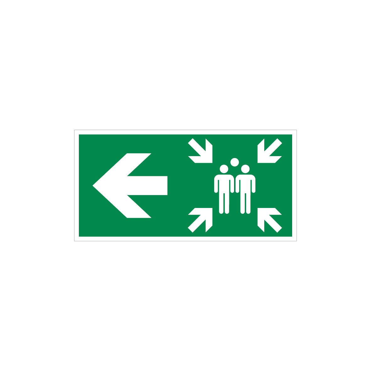 6.R-052 Sammelstelle linksweisend, Rettungszeichen, praxisorientiert