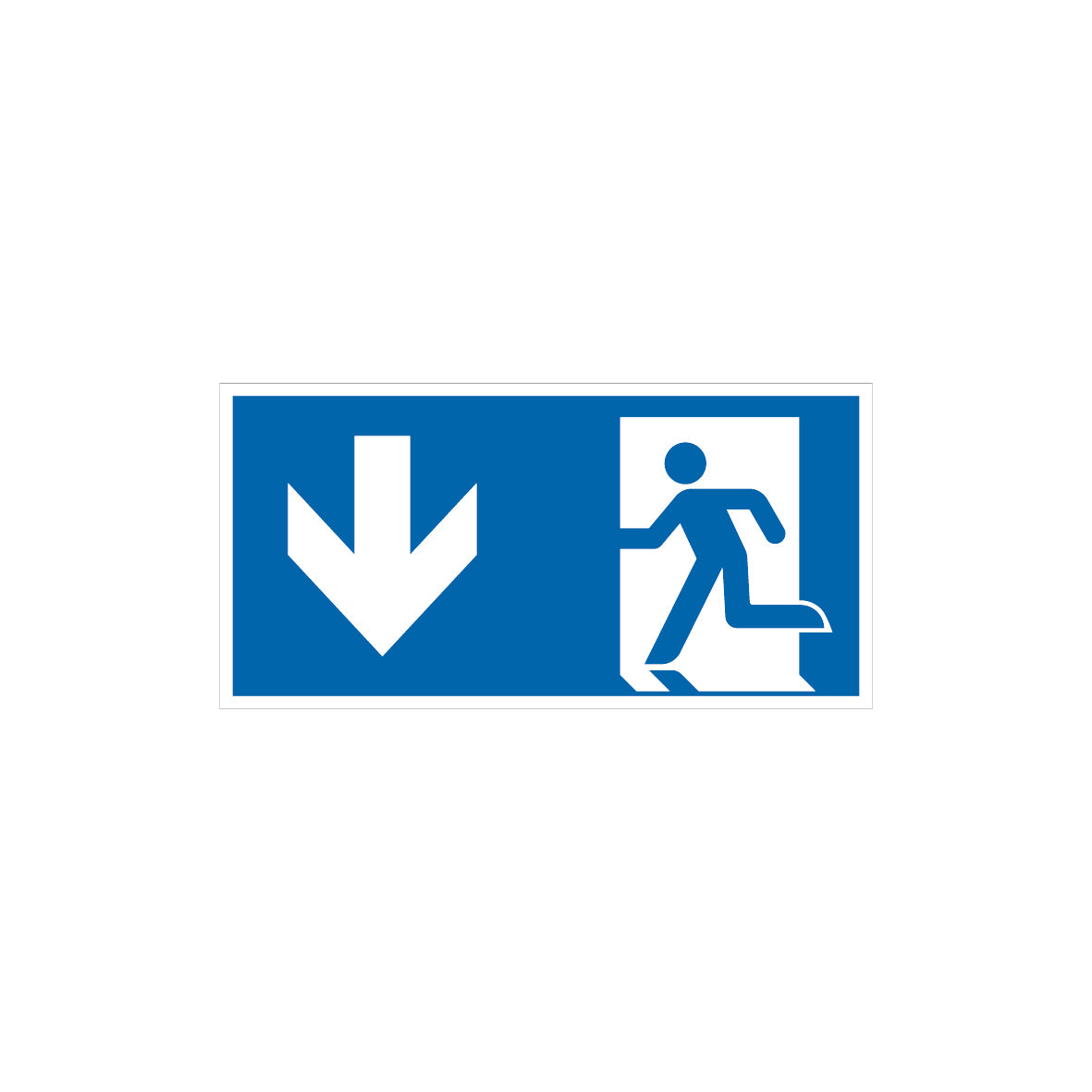 6.R-070 Rettungsweg/Notausgang abwärts gehen, Rettungszeichen blau, ISO