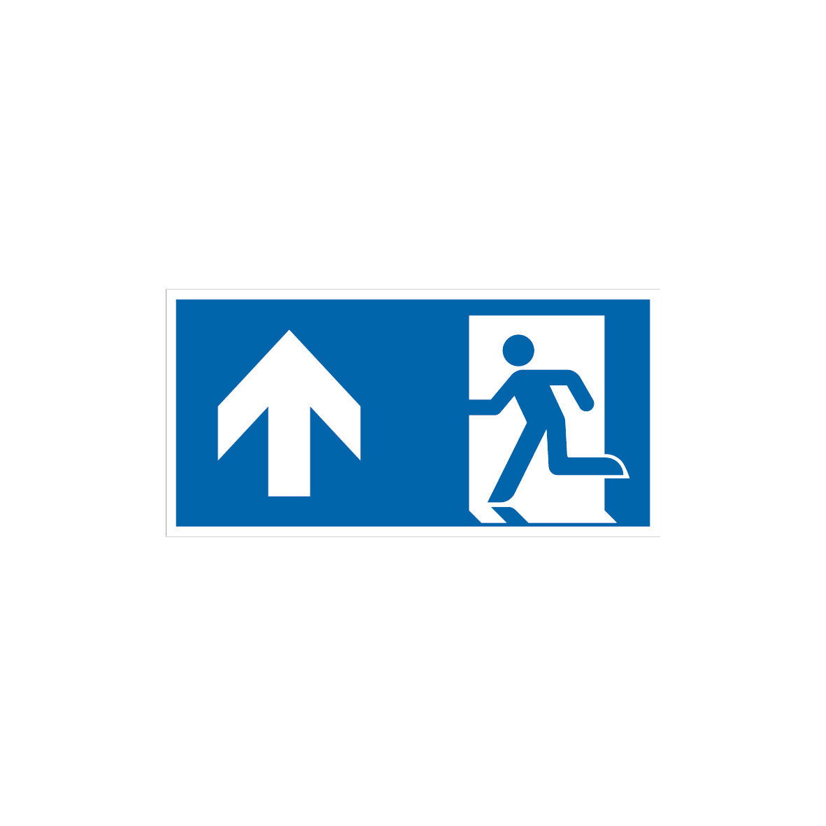 6.R-071 Rettungsweg/Notausgang geradeaus durch die Türgehen, Rettungszeichen blau, ISO