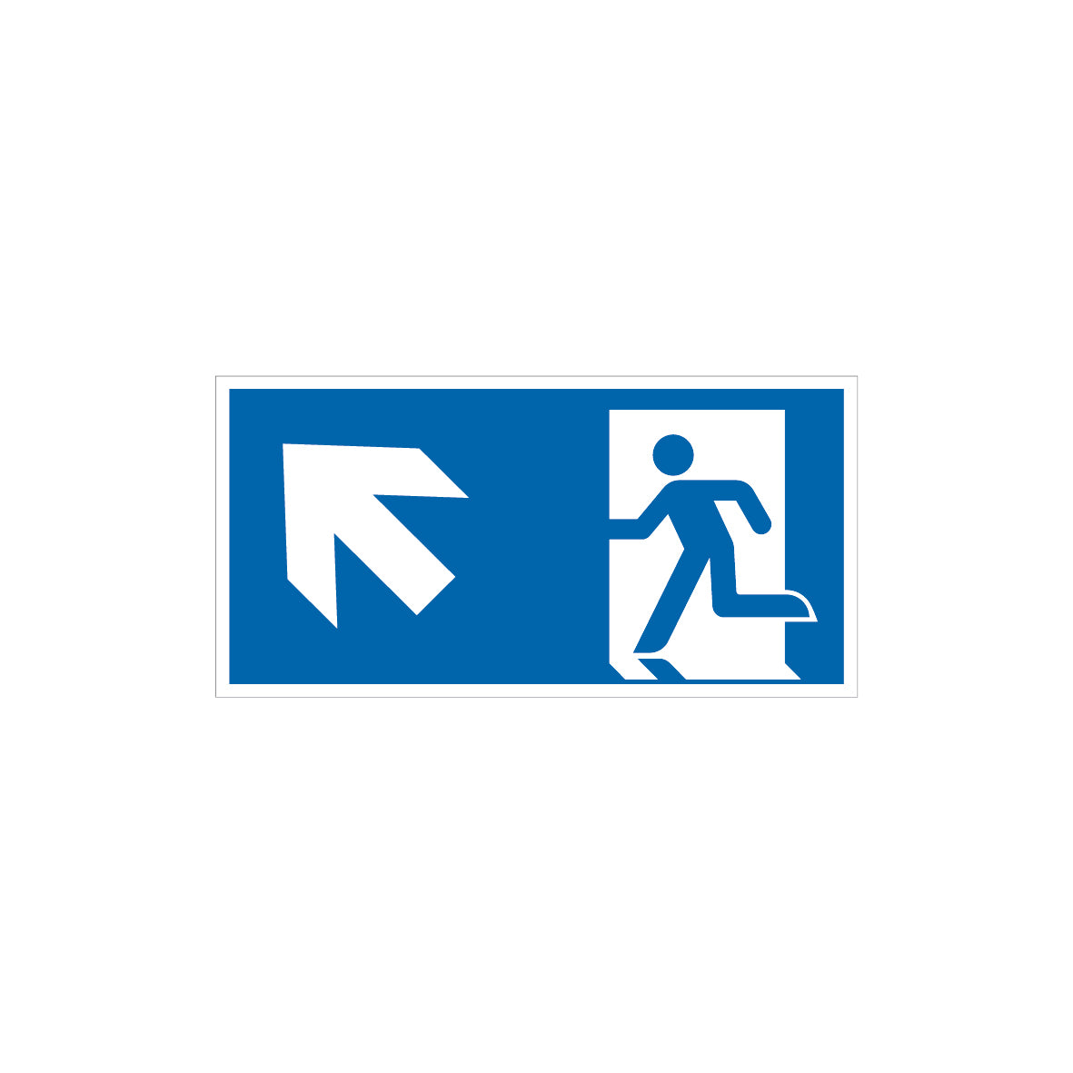 6.R-074 Rettungsweg/Notausgang links aufwärts, Rettungszeichen blau, ISO