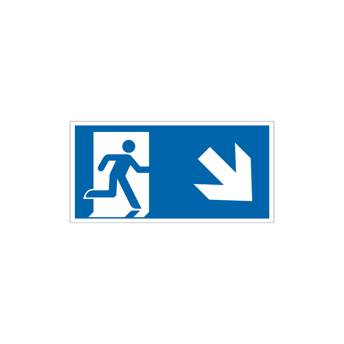 6.R-077 Rettungsweg/Notausgang rechts abwärts, Rettungszeichen blau, ISO