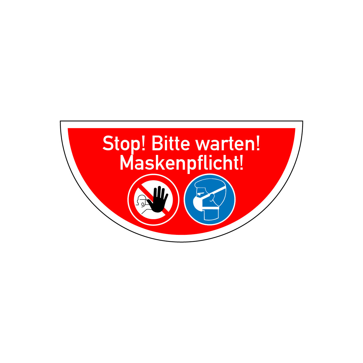 Bodenmarkierung 750/375 mm, Halbkreis, FO mit Antirutschlaminat R10. Logobibliothek 6.V-152