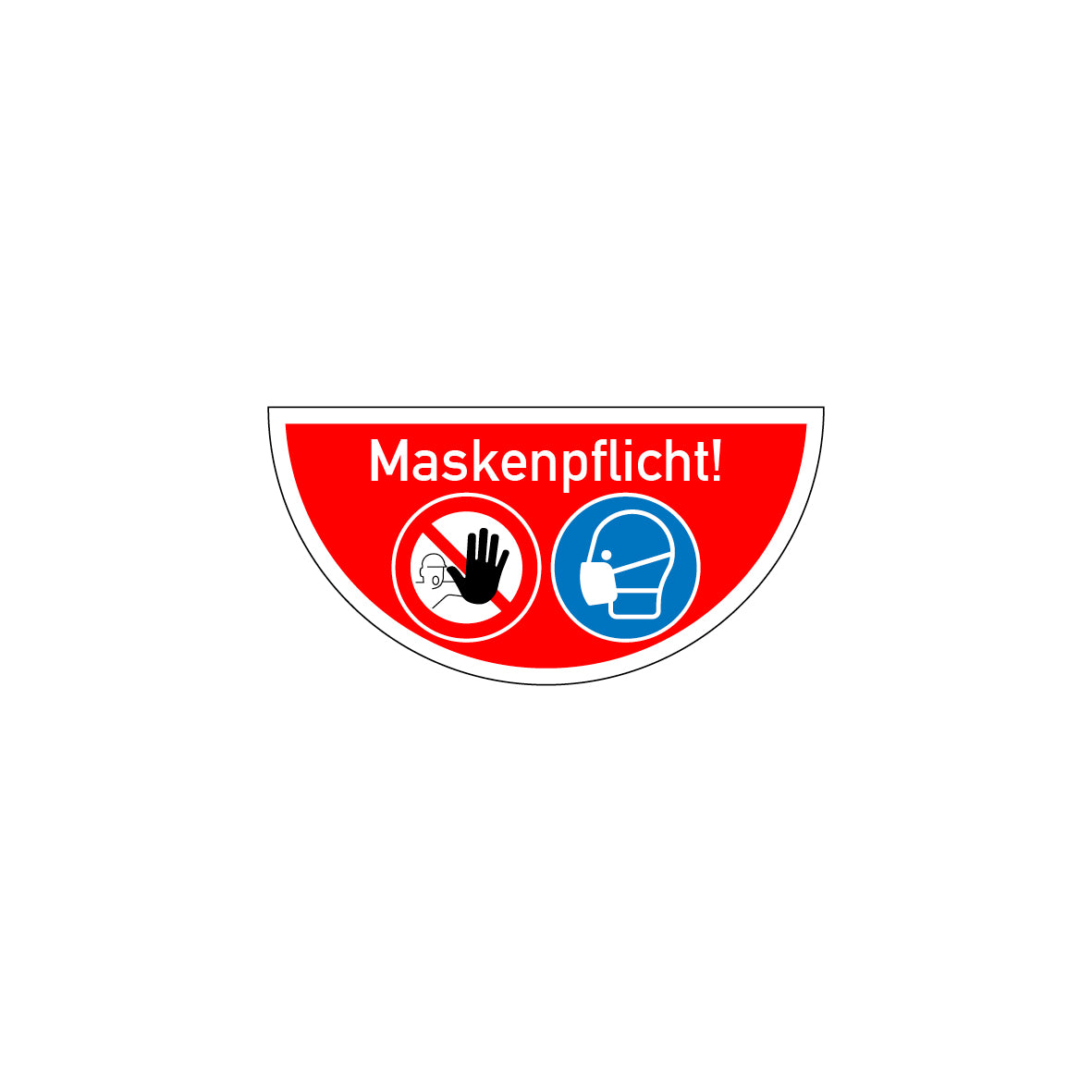 Bodenmarkierung 750/375 mm, Halbkreis, FO mit Antirutschlaminat R10. Logobibliothek 6.V-153