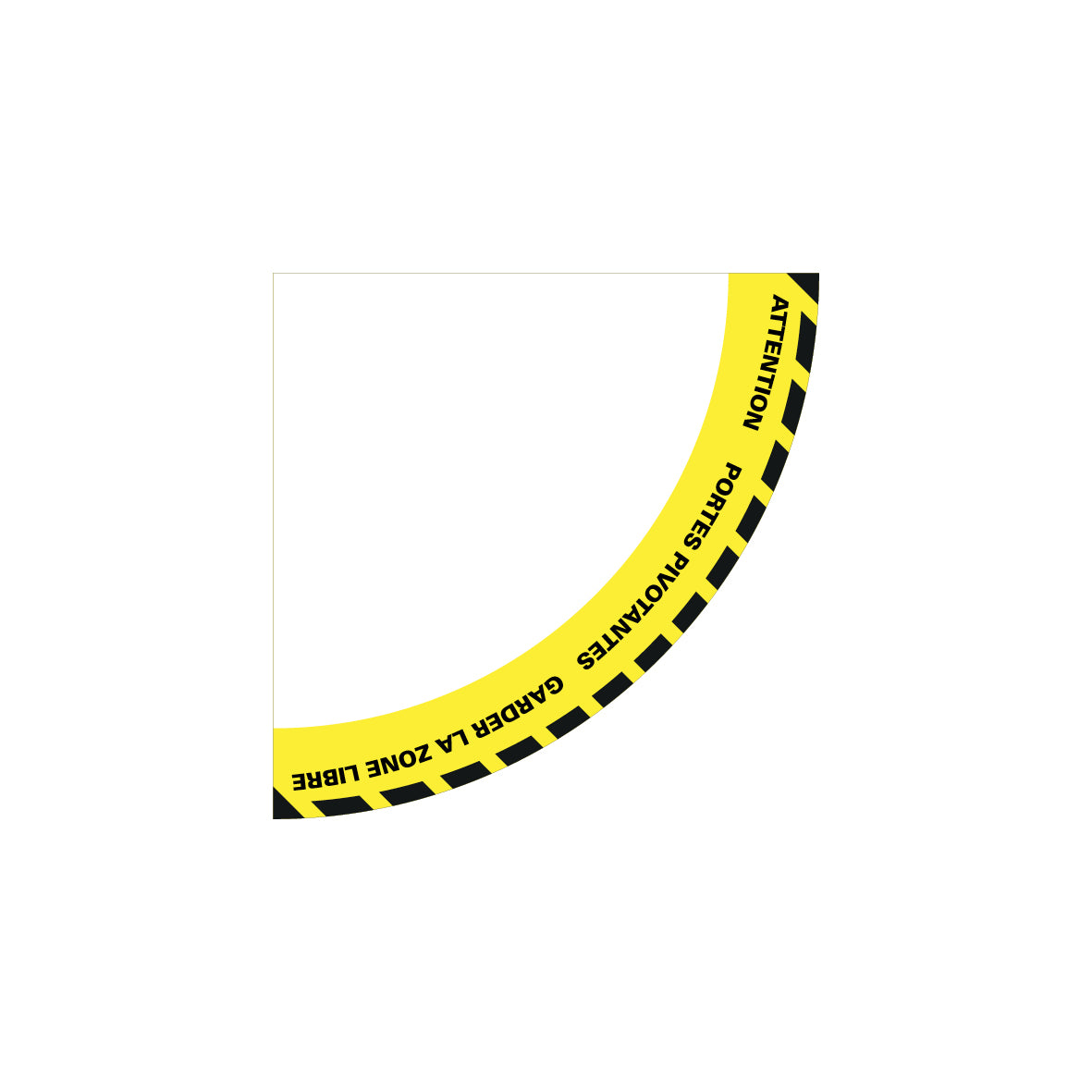 Bodenmarkierung Warnung, 6.W-605, 900/900 mm, Viertelkreis, FO mit Antirutschlaminat R10
