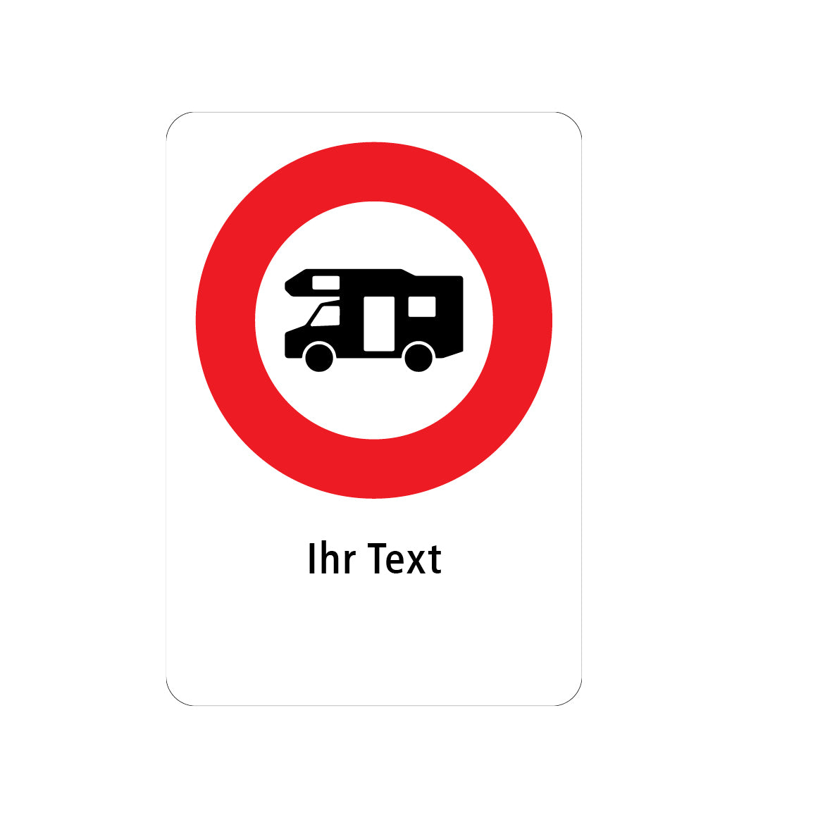 Kombisignal Vorschriftssignal, Alu 2 mm, Camper verboten